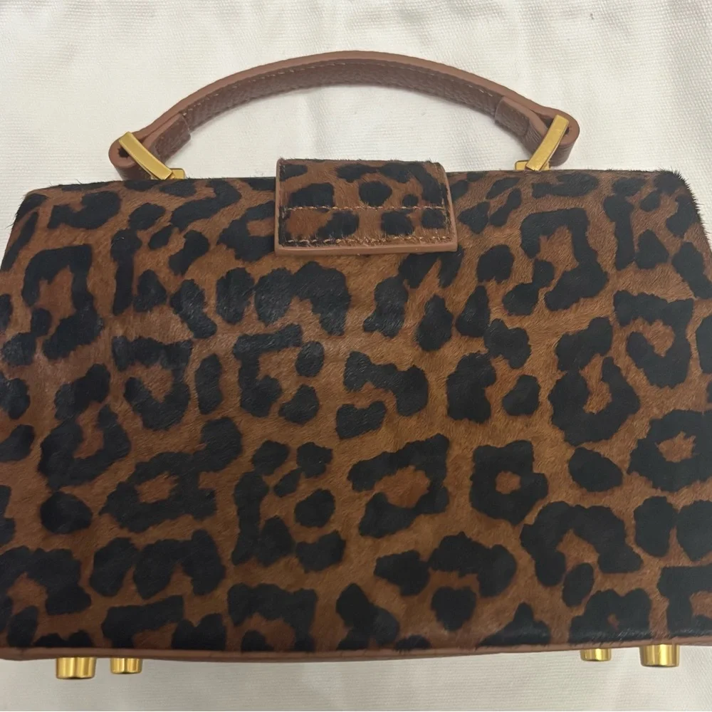 Like New Brandon Blackwood Elizabeth Leopard Calf Hair Doctor Satchel Bag - Picture 6 of 8